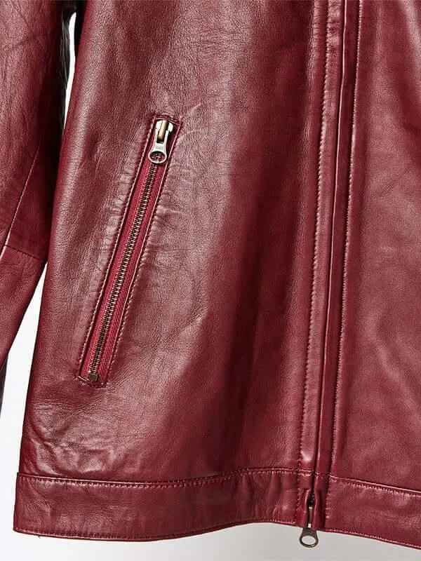 Mens Tokyo Motorbike Burgundy Leather Jacket