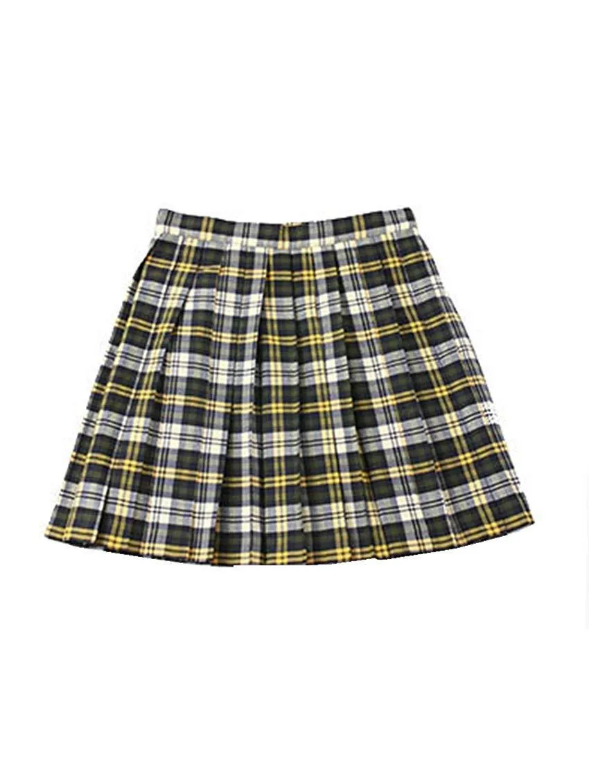 MFrannie Girls School Unifrom Plaid Check Pleated Skirt