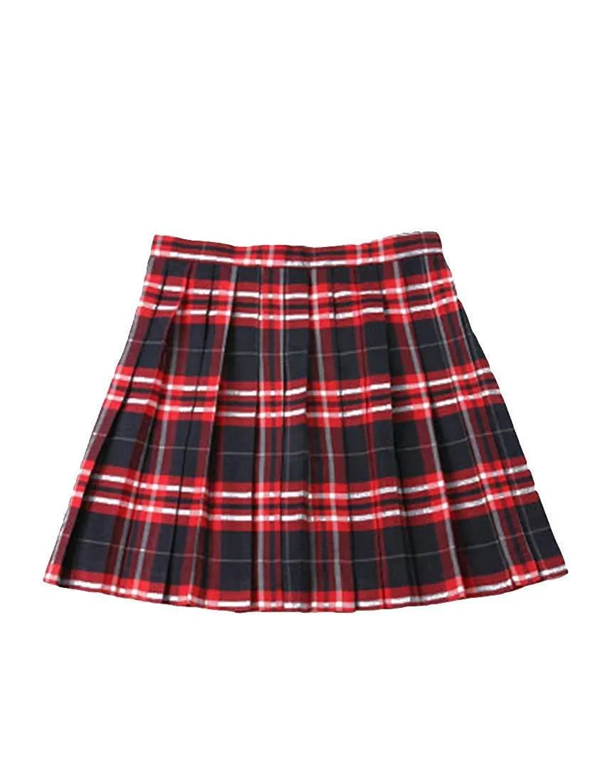 MFrannie Girls School Unifrom Plaid Check Pleated Skirt