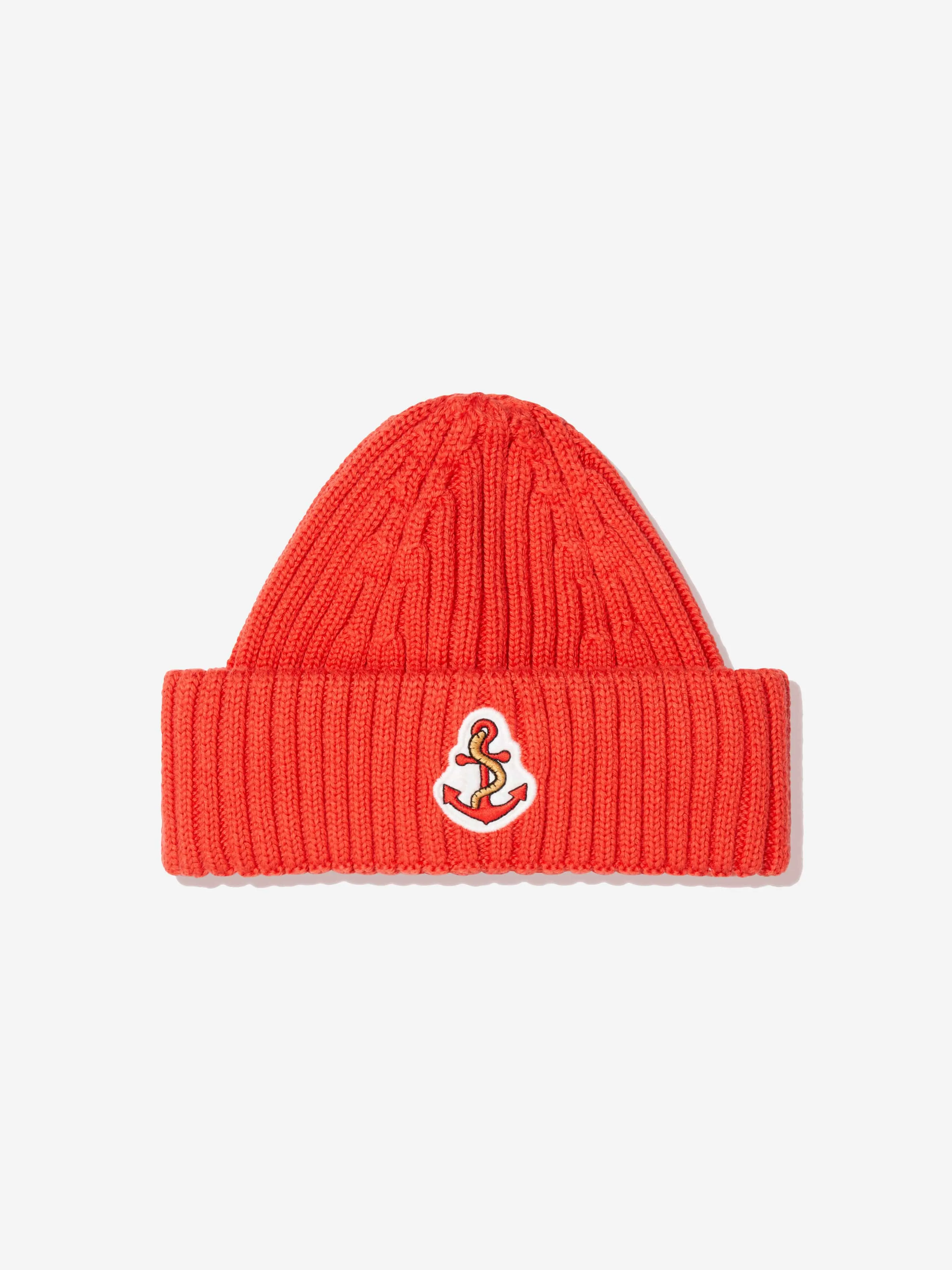 Mini Rodini Kids Anchor Short Rib Beanie in Red