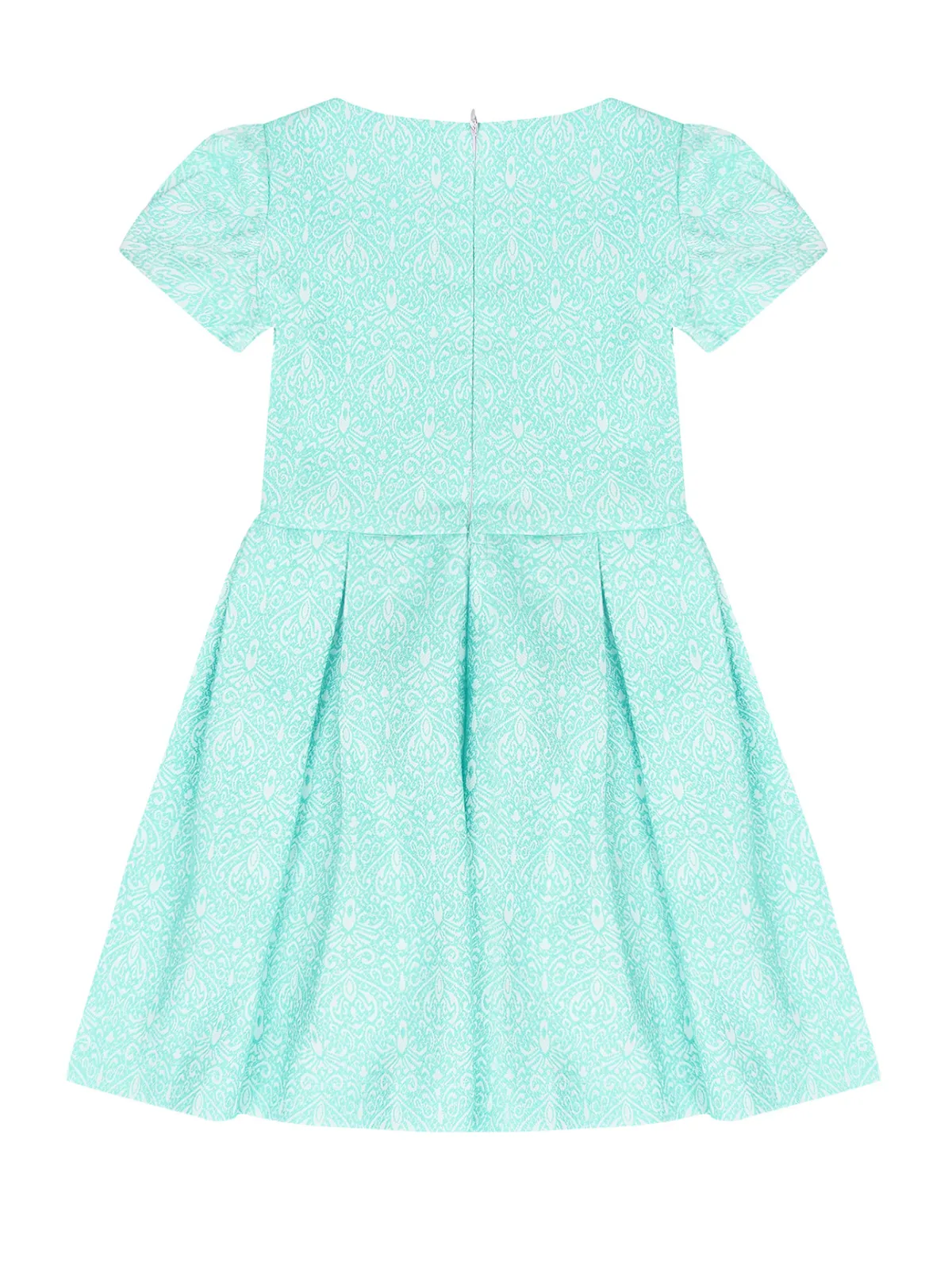 Mint Jacquard Pleated Dress by Kids Couture