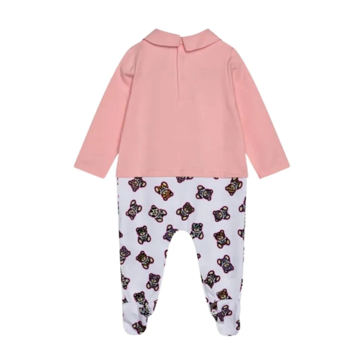 Moschino Baby All-Over Teddy Bear Print Pink/White Babygrow