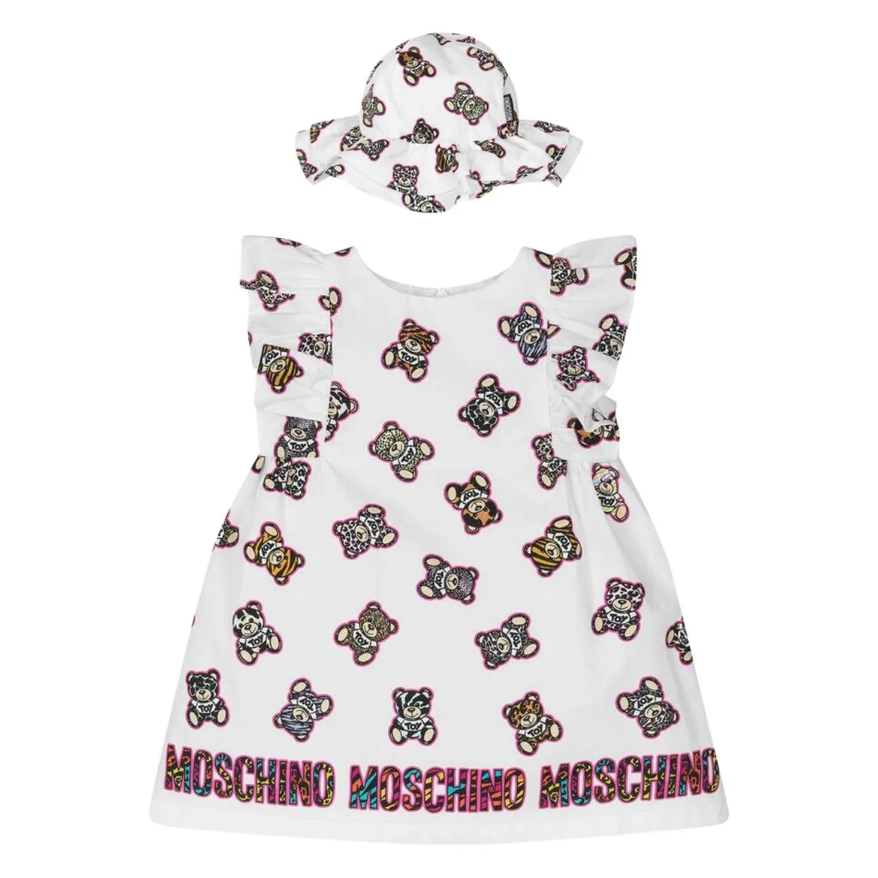 Moschino Baby Animal Print Teddy Bear Three Piece Dress Set