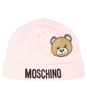 Moschino Baby Teddy Bear Logo Pink Hat