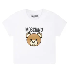 Moschino Baby Teddy Bear Logo White T-Shirt