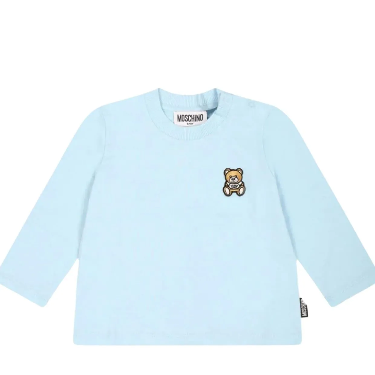 Moschino Baby Teddy Bear Patch Logo Blue T-Shirt