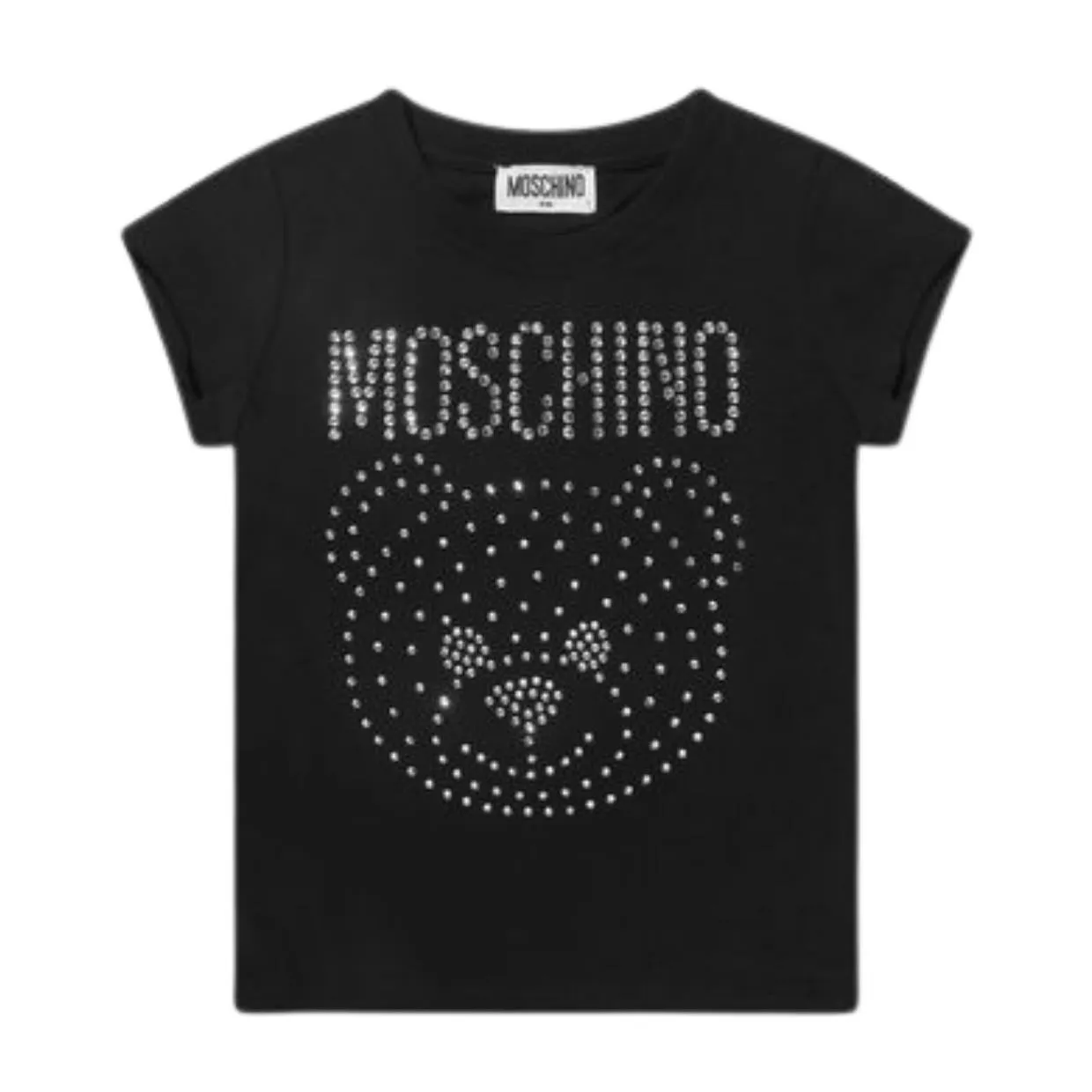 Moschino Kids Black Rhinestone Teddy Logo T-Shirt