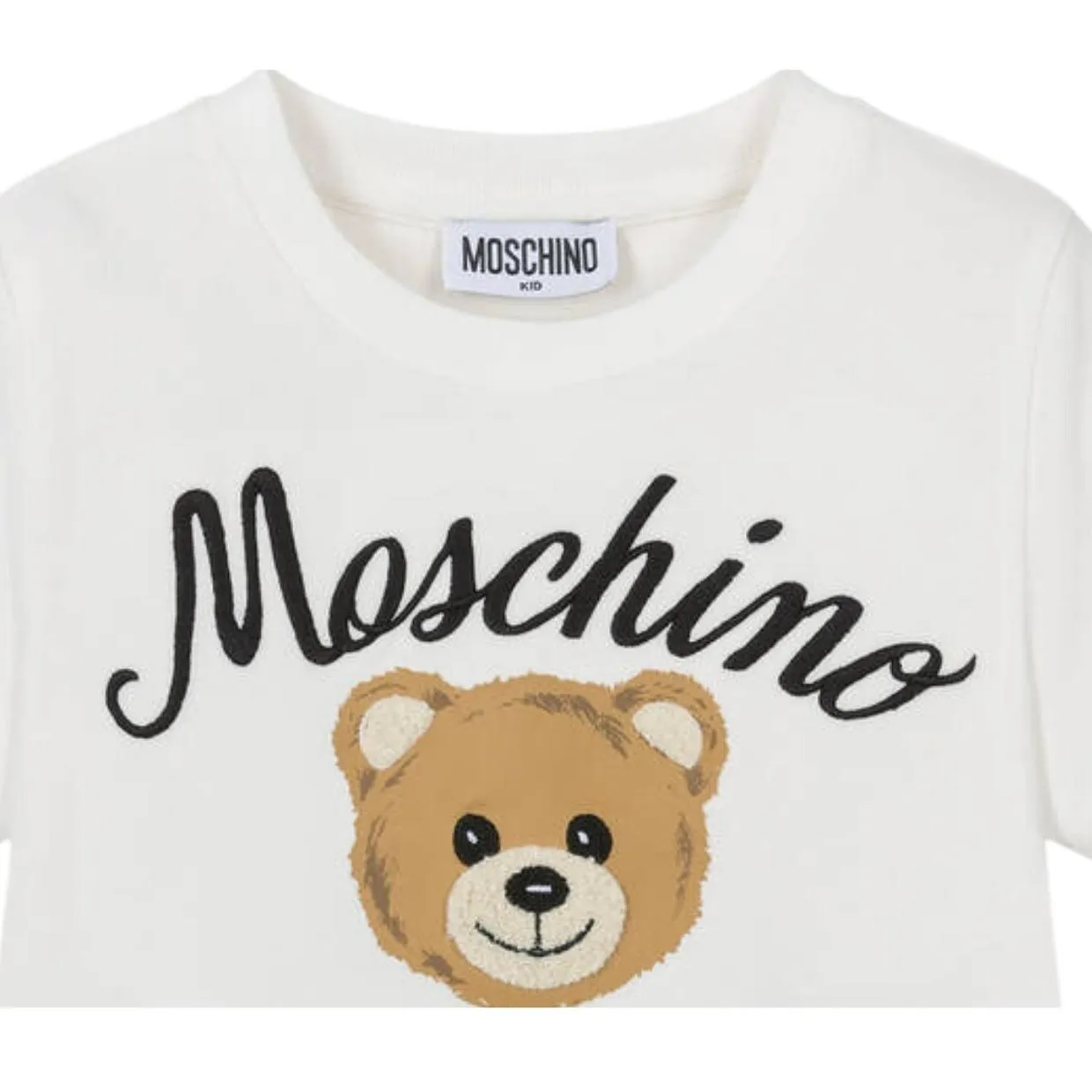 Moschino Kids Embroidered Logo White T-Shirt