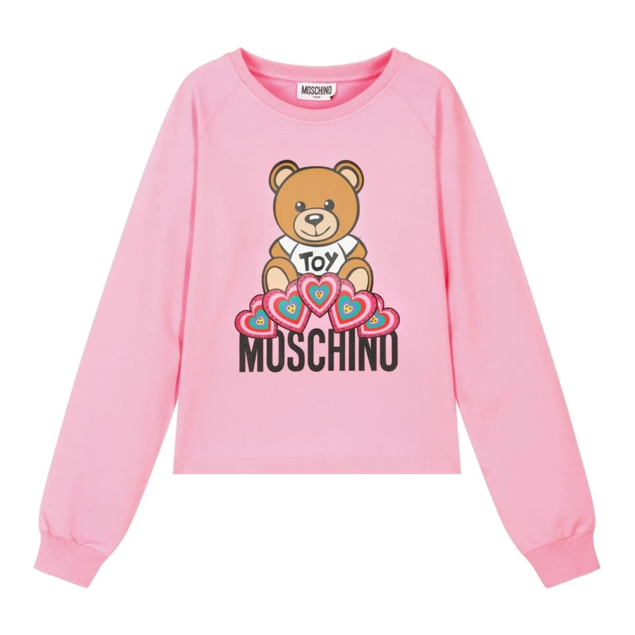 Moschino Kids Pink Rhinestone Heart Sweatshirt