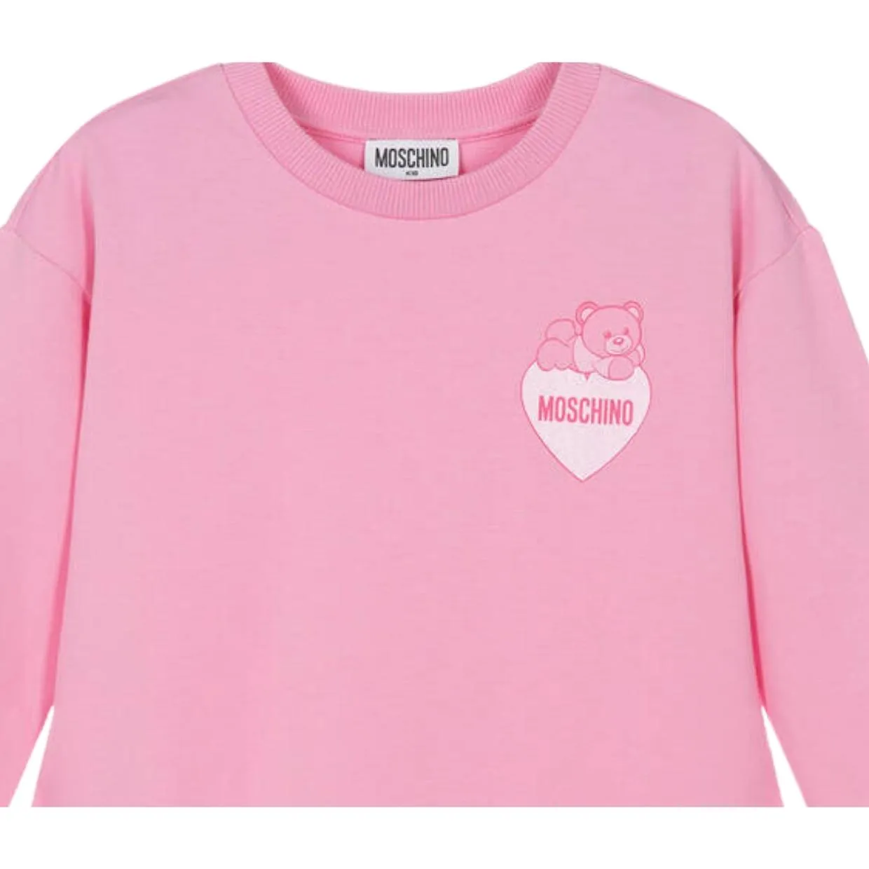 Moschino Kids Teddy Bear Heart Logo Pink Sweat Dress