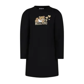 Moschino Kids Teddy Bear Logo Black Sweat Dress