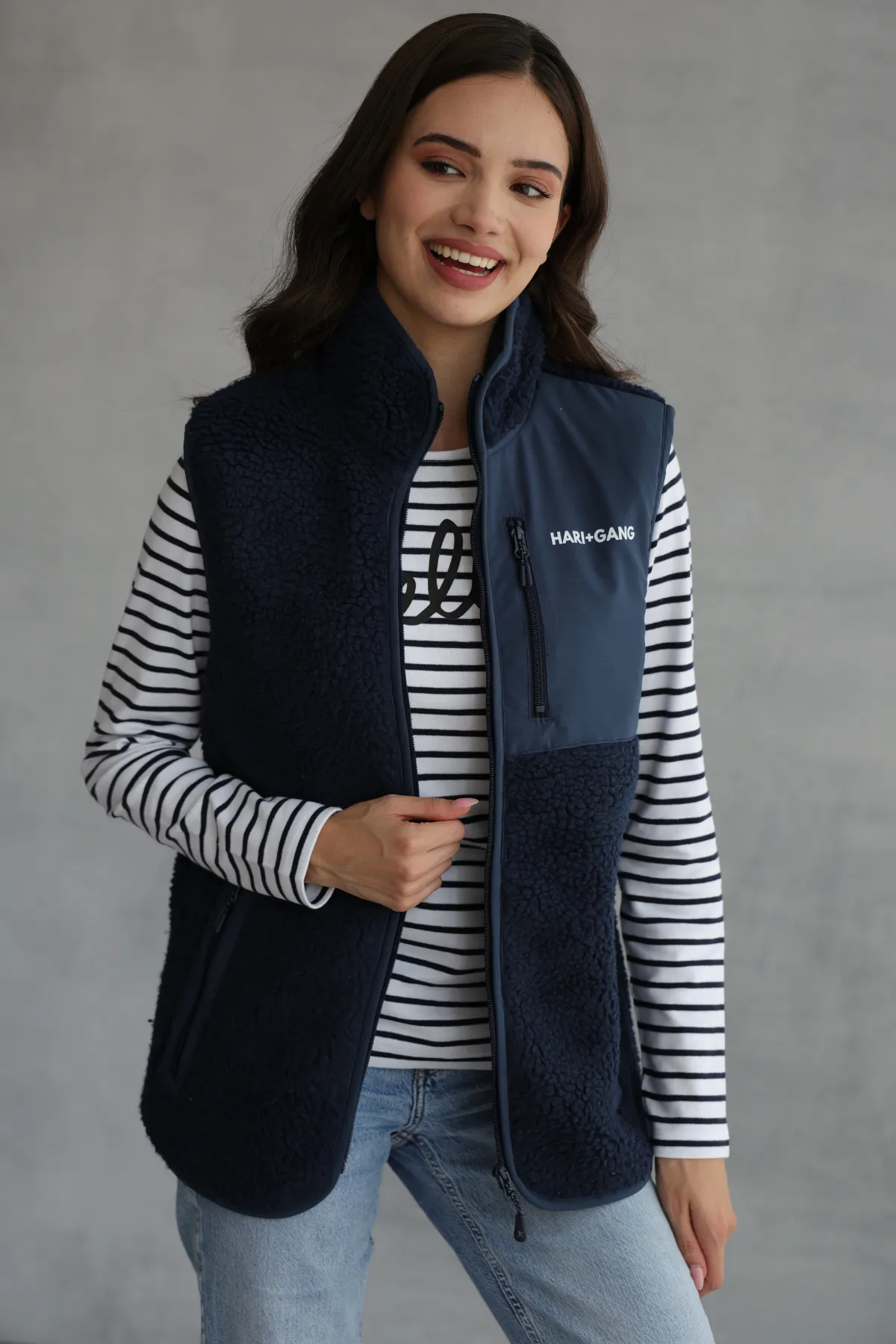 Navy Sherpa Gilet