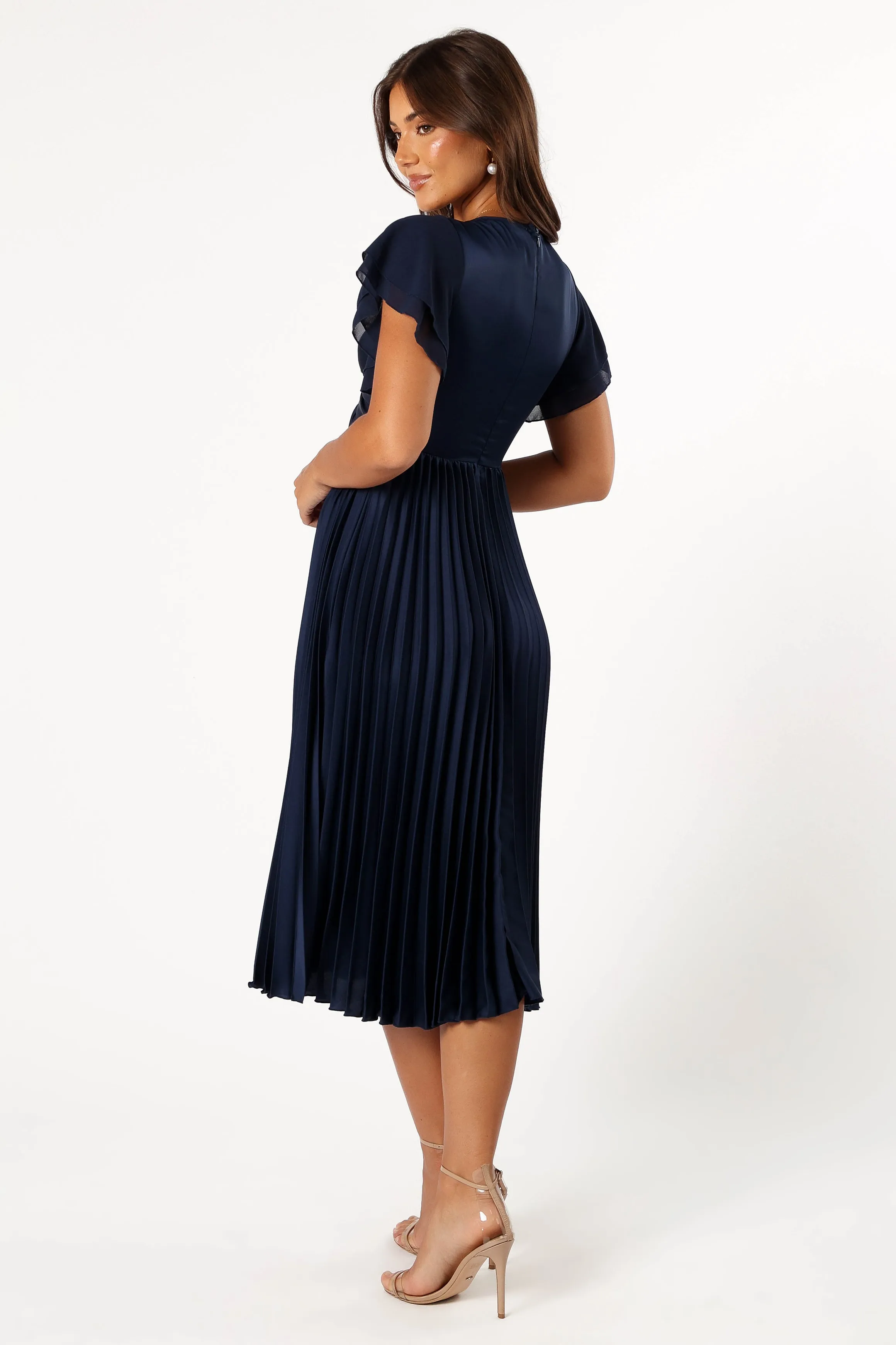 Nova Flutter Sleeve Midi Dress - Navy