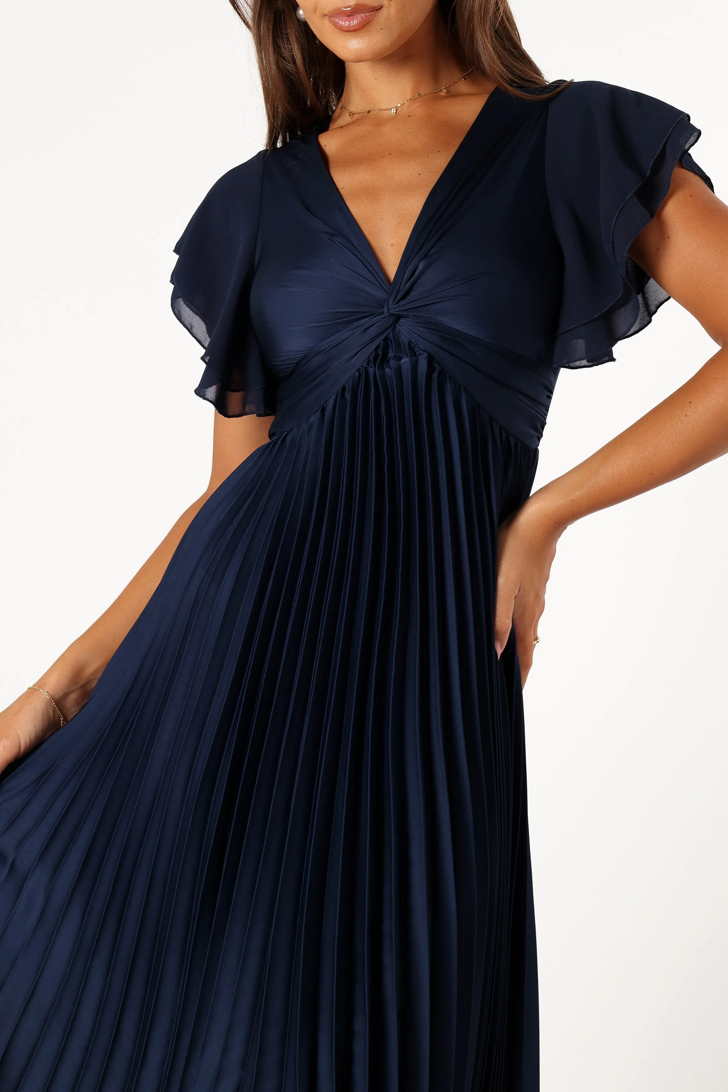 Nova Flutter Sleeve Midi Dress - Navy