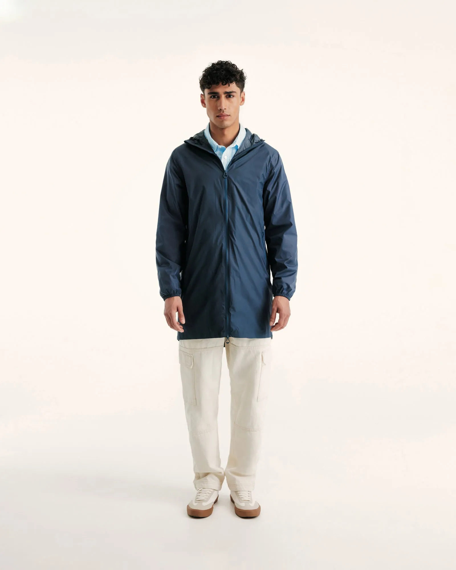 Oban long waterproof jacket with hood Navy