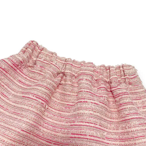 Organza Trim Tweed Skirt -pink