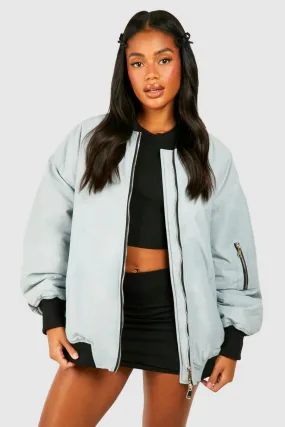 OVERSIZED CONTRAST RIB BOMBER JACKET