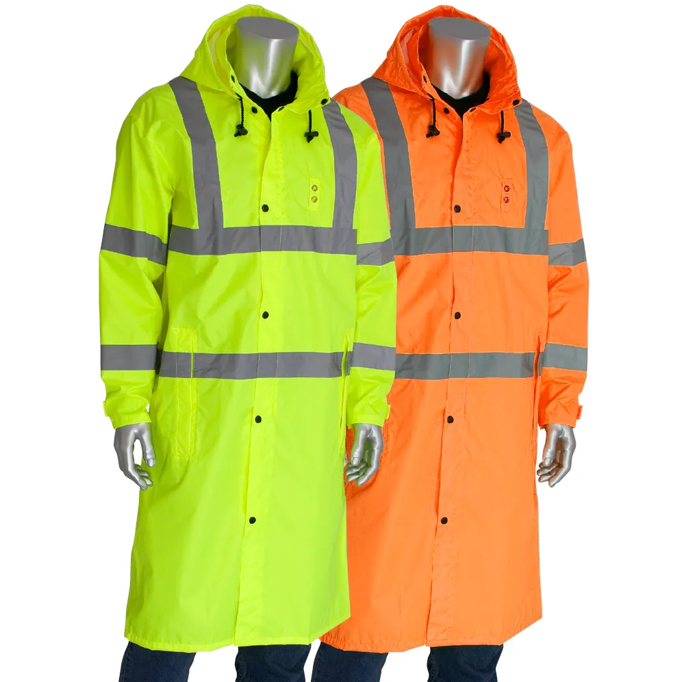 PIP 353-1048 Hooded Long Reflective Raincoat