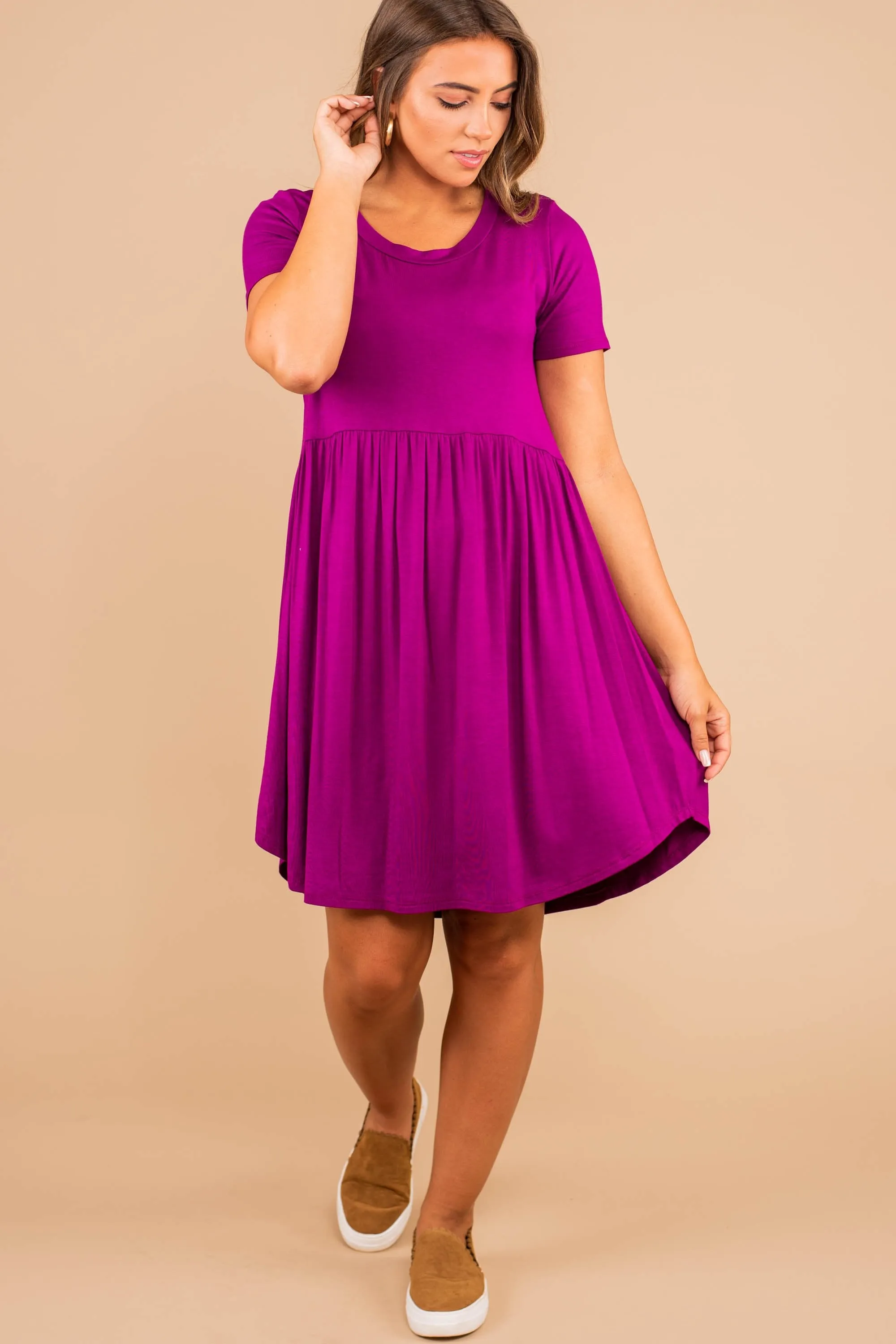 Playful Playlist Magenta Pink Babydoll Dress