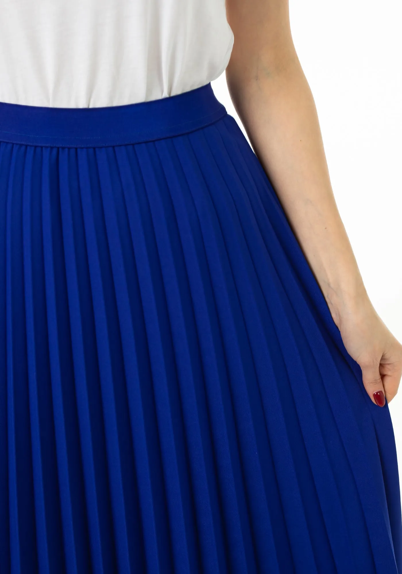 Pleated Ankle Length Skirt - Maxi Skirt Elastic Waist Band