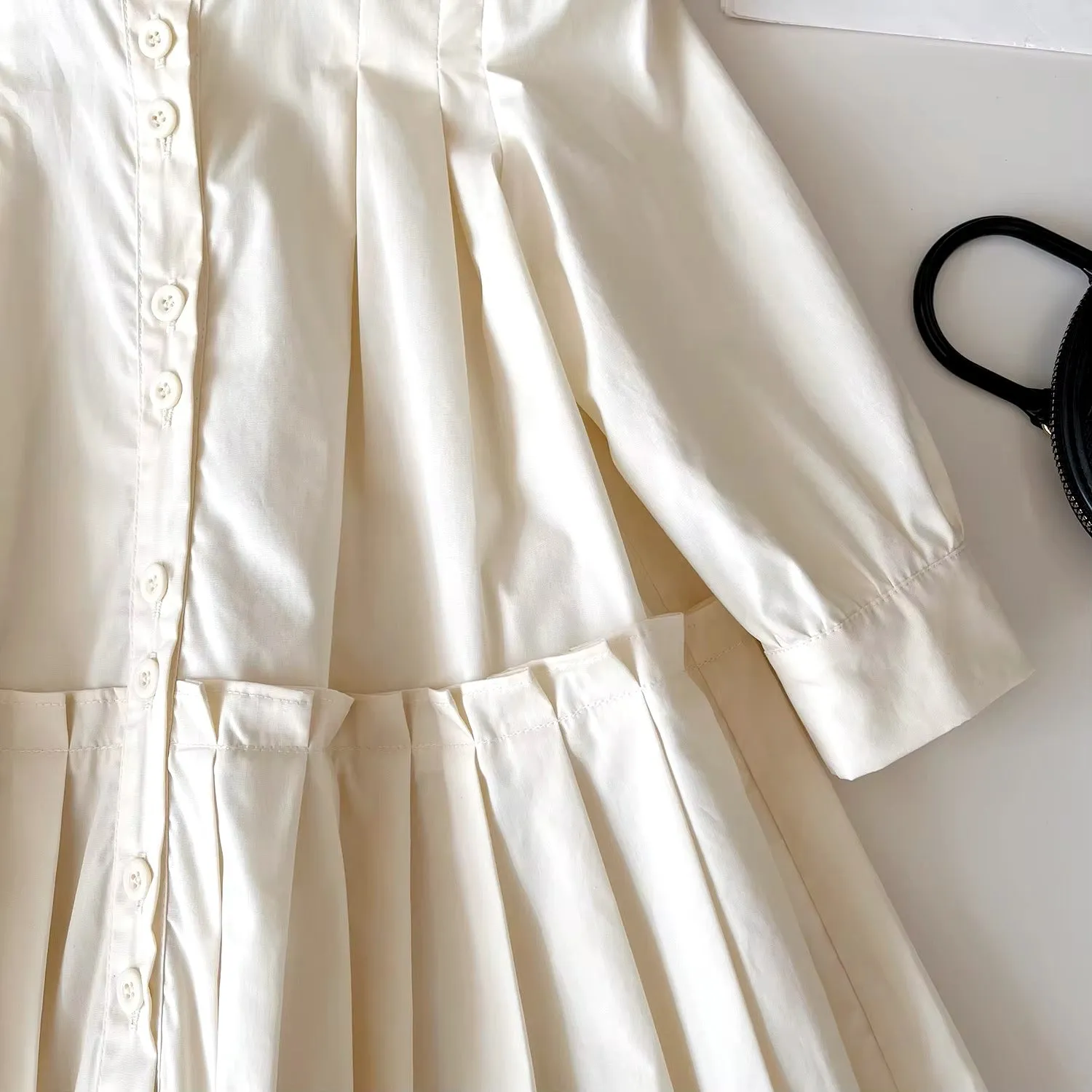 Pleated Cotton Dress