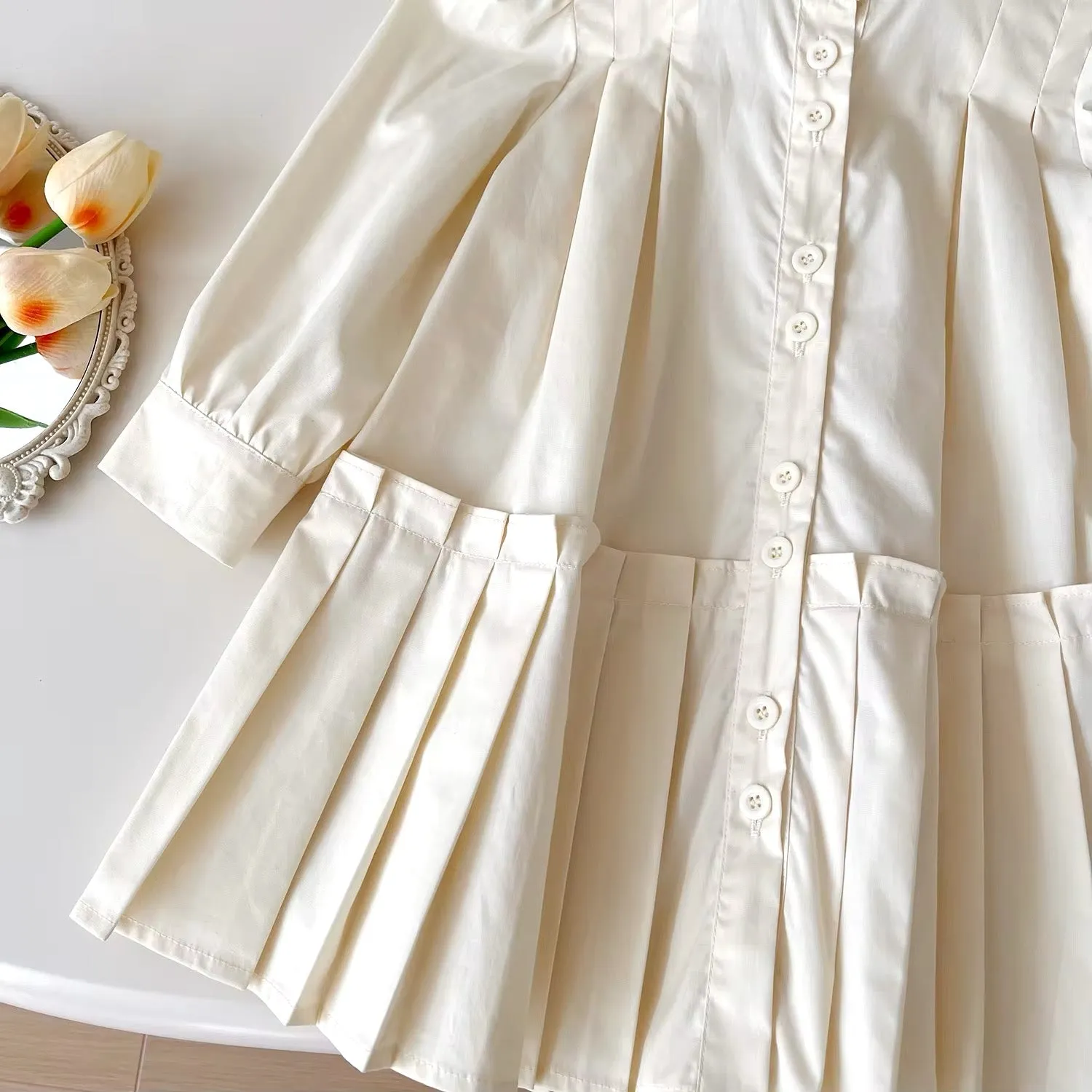 Pleated Cotton Dress