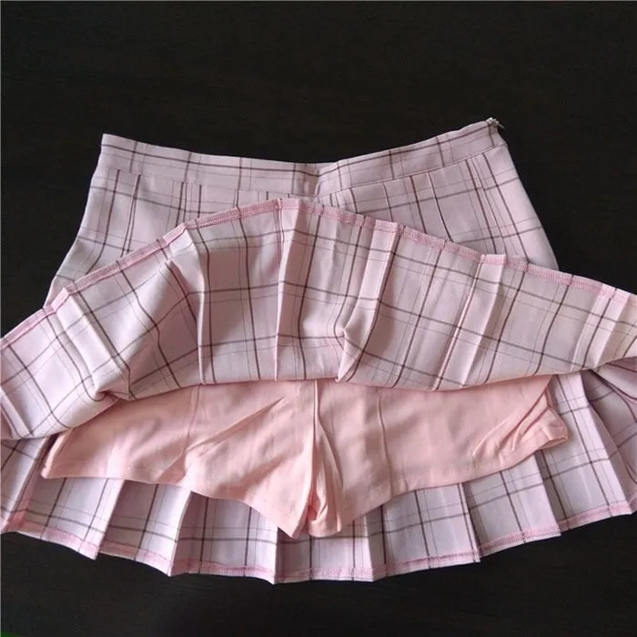 Pleated Plaid Mini Skirt