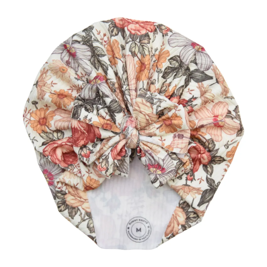 Poppins Too | Antique Floral | Brushed Rib Headwrap