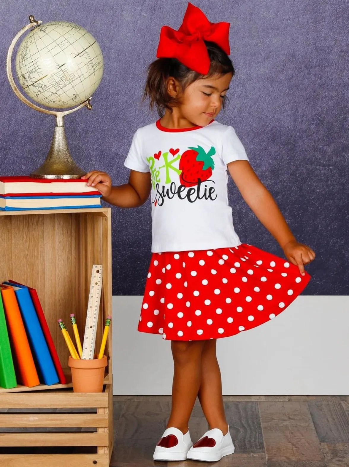 Pre-K Sweetie Top And Polka Dot Skirt Set