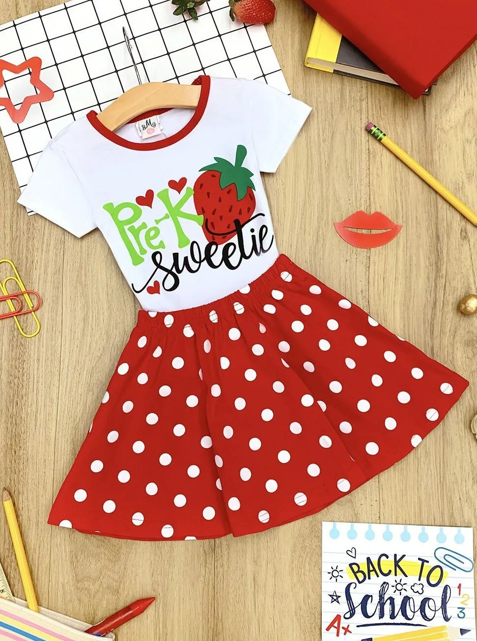 Pre-K Sweetie Top And Polka Dot Skirt Set