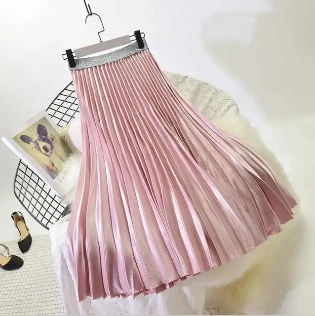 Pre Order:  Classic Solid High-Waist Pleated Skirt