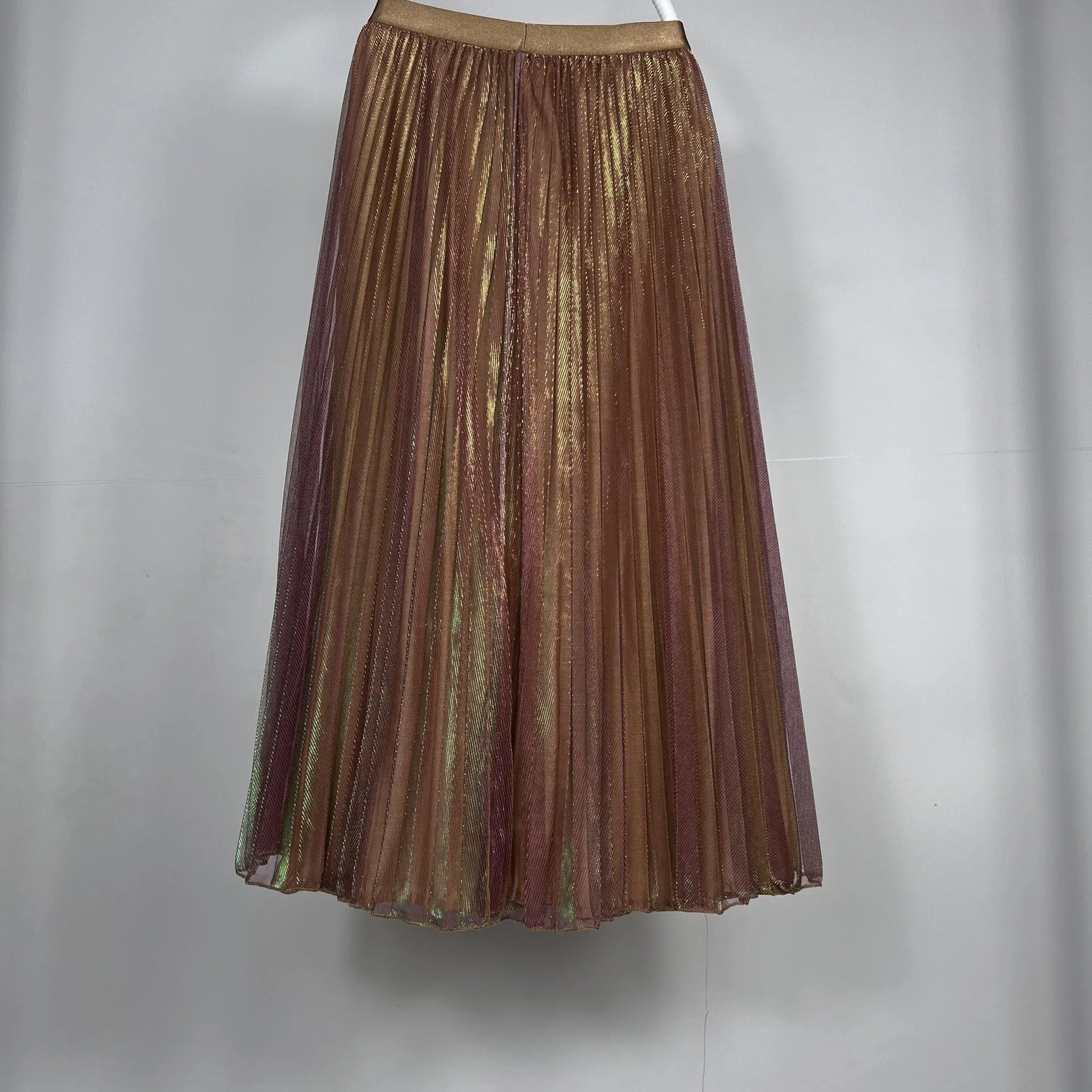 Pre Order:  Light Mesh High Elastic Waist Pleated Skirt