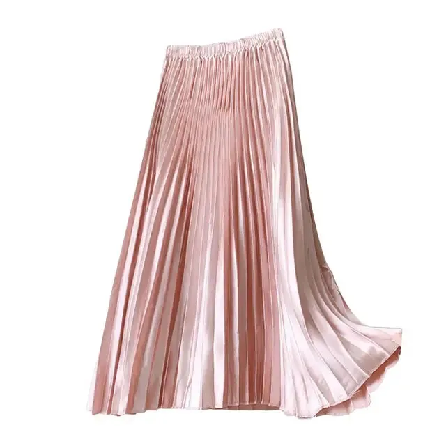 Pre Order:  Pleated High-Waist Midi Skirt