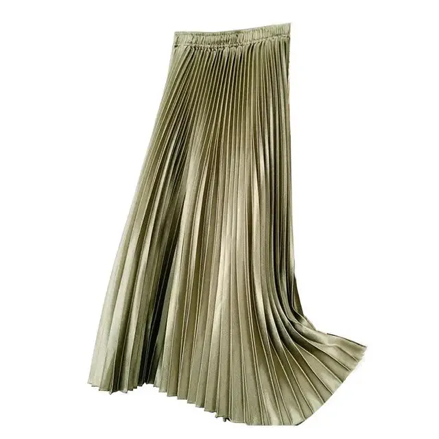 Pre Order:  Pleated High-Waist Midi Skirt