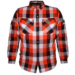 Protective Flannel Shirt - Red, Black, White Checkered with Pads