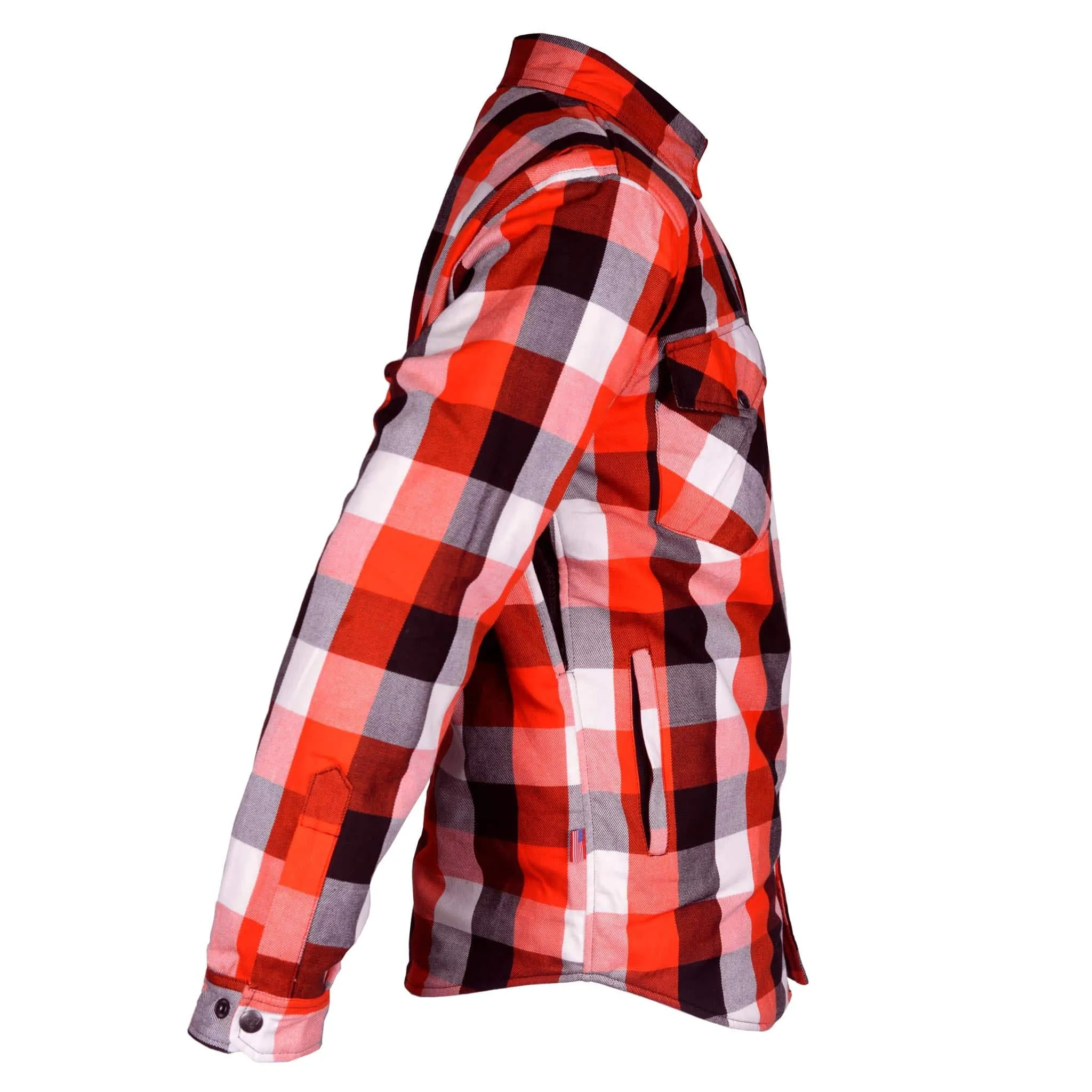 Protective Flannel Shirt - Red, Black, White Checkered with Pads