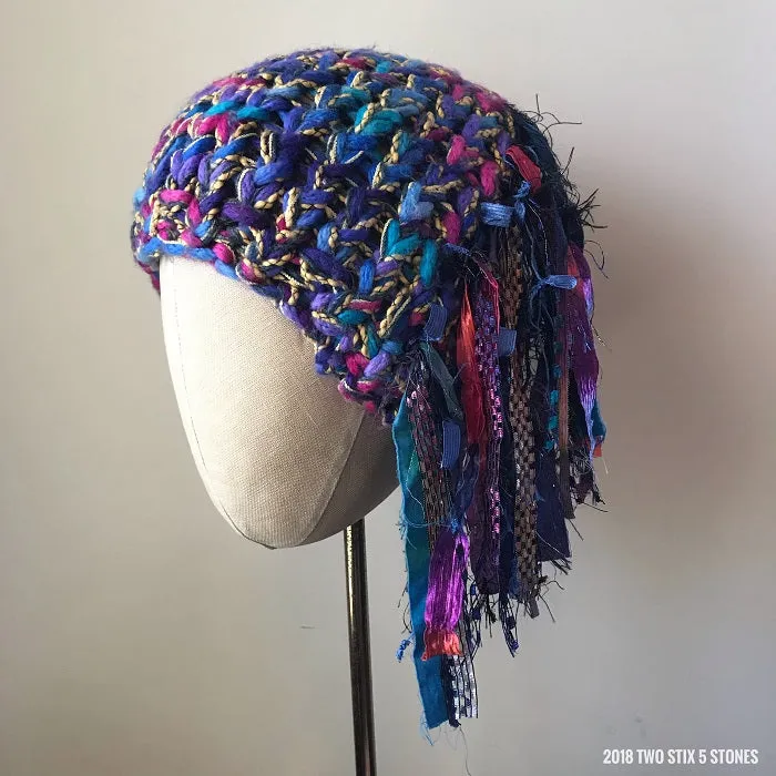 Purple/Blue/Yellow Tweed *Funky Chic Hat*