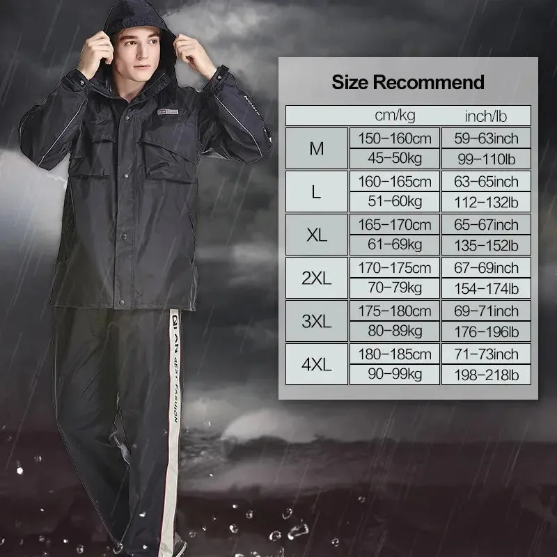 QIAN Impermeable Raincoat Women/Men Suit Rain Coat Outdoor Hood Women's Raincoat Motorcycle Fishing Camping Rain Gear Men's Coat