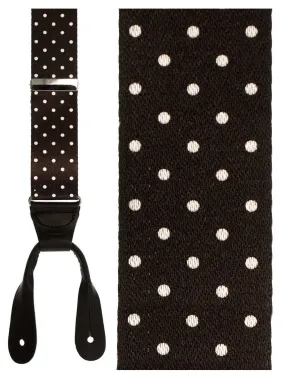 "Manhattan" Black & White Dots Silk Suspenders