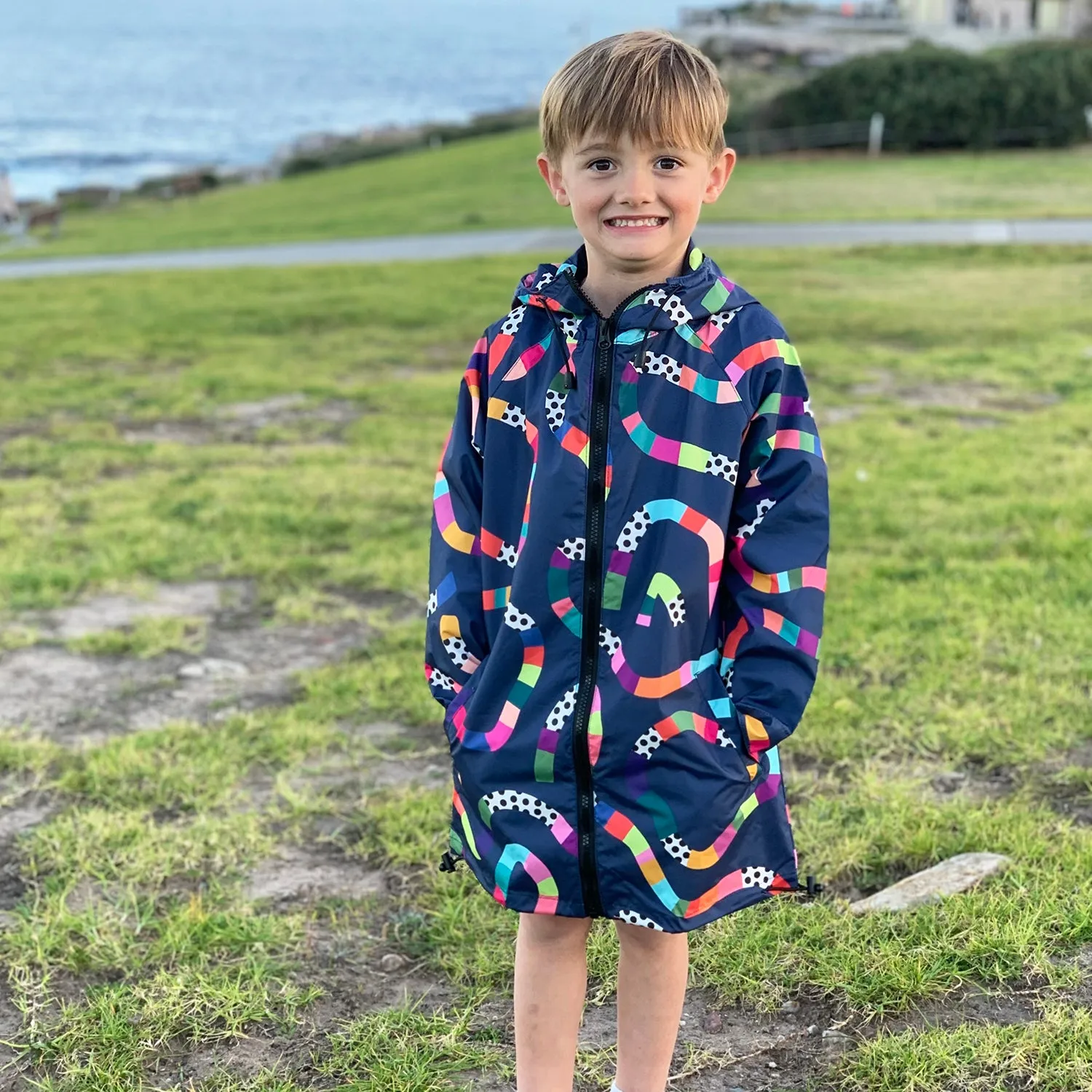 Raincoat: Rainbow Topographic Kids