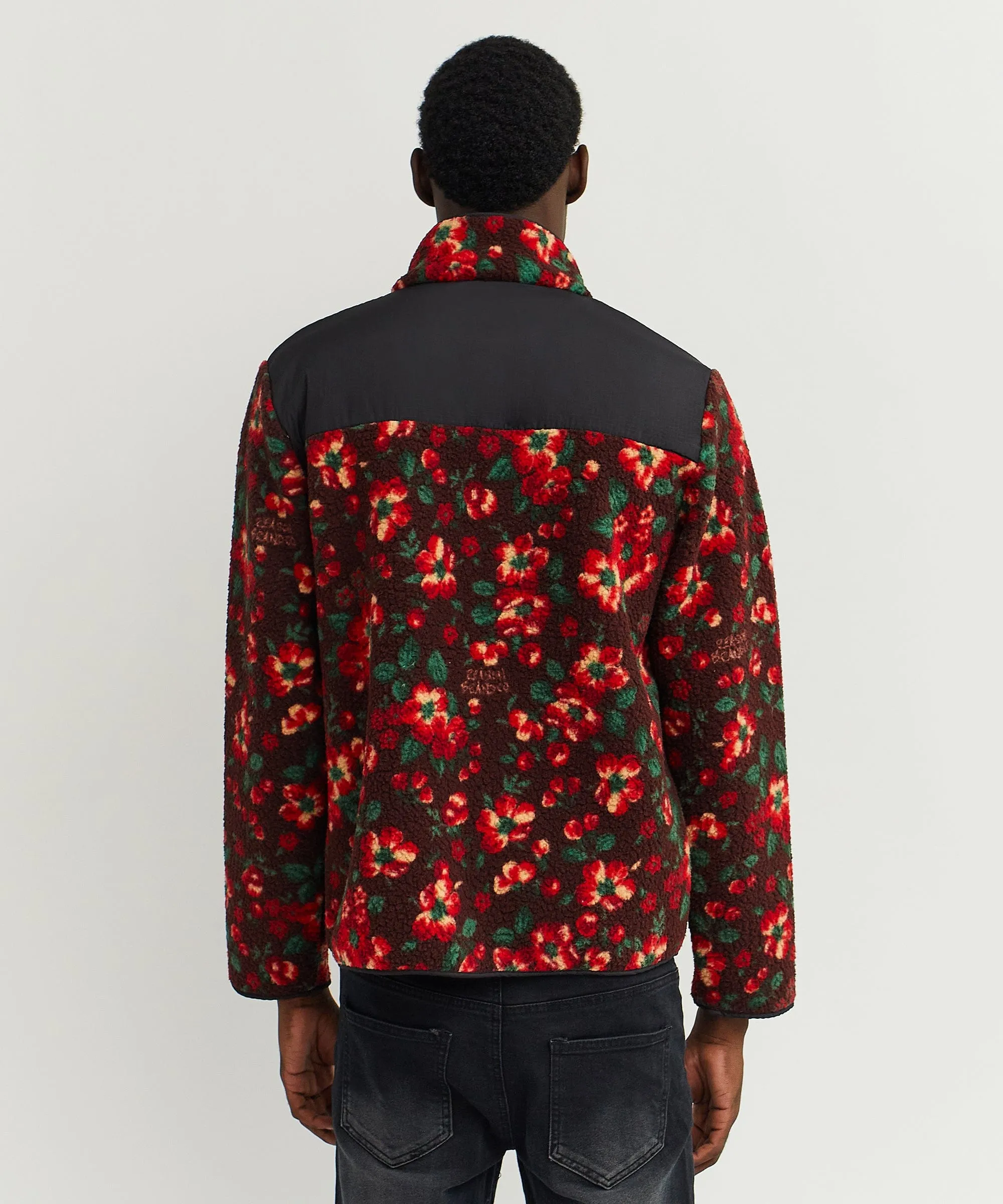 RB Series Sherpa Fleece Zip Up Jacket - Flowers