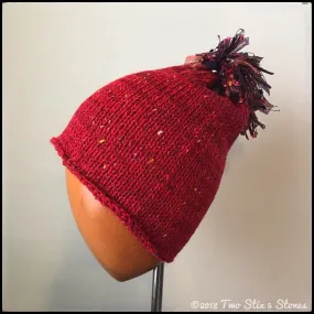 Red *Funky Chic* Pom Pom Hat