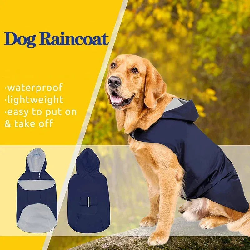 Reflective Waterproof Dog Raincoat with Hood for All Sizes