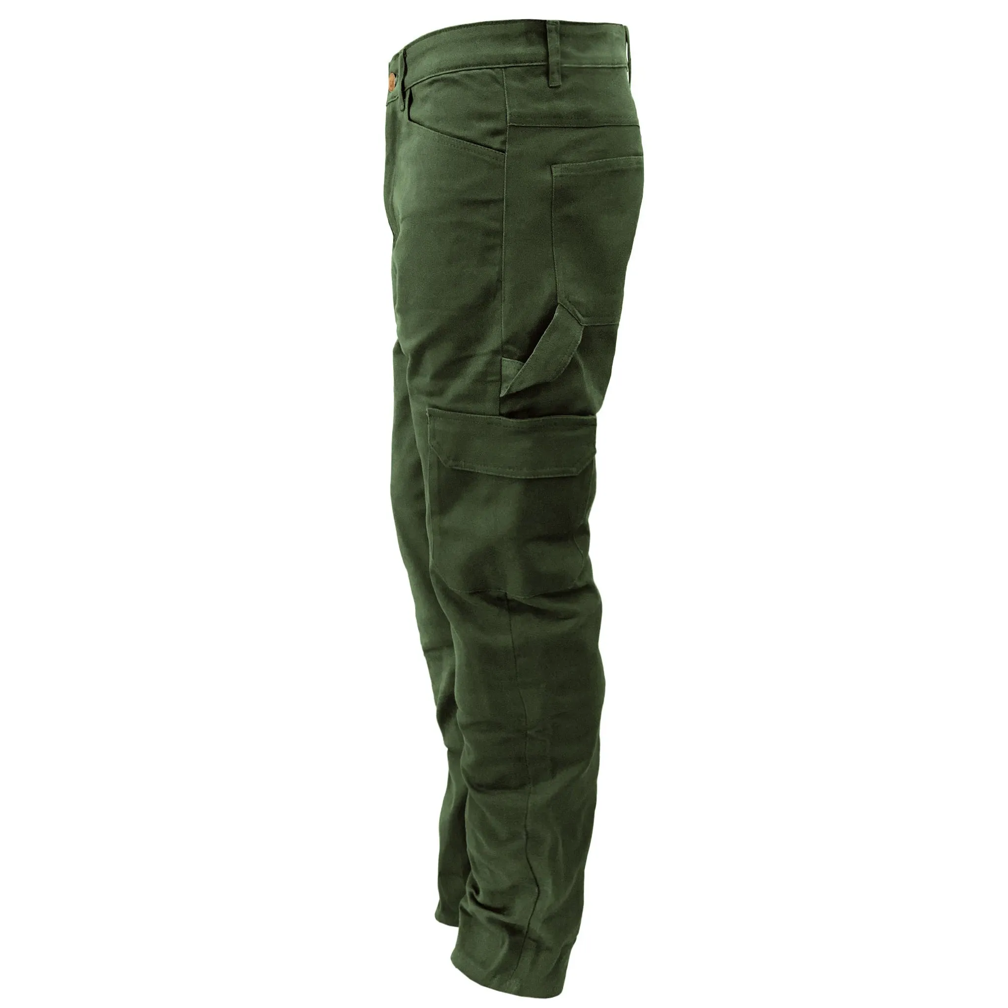 Relaxed Fit Cargo Pants - Army Green with Pads