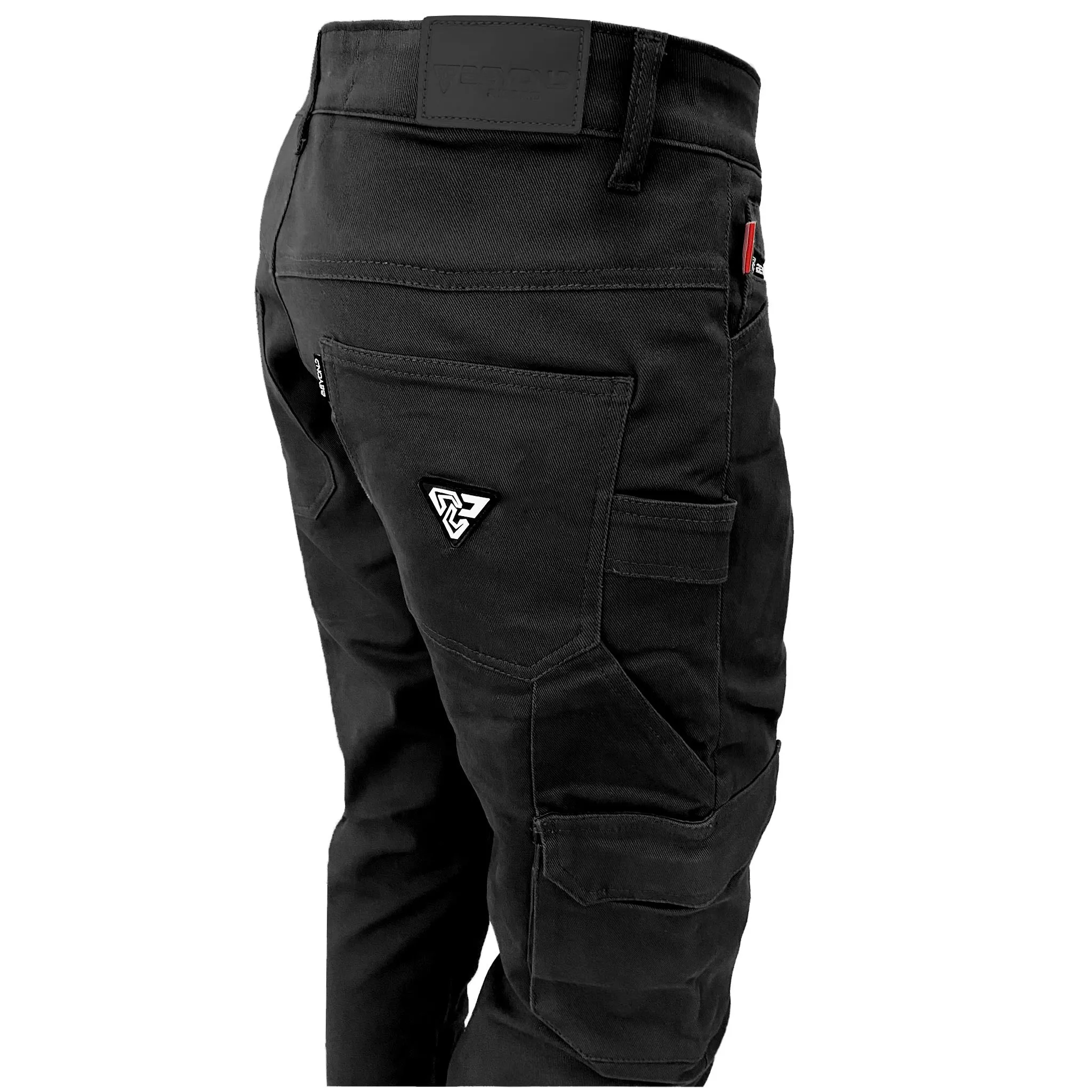 Relaxed Fit Cargo Pants - Black with Pads