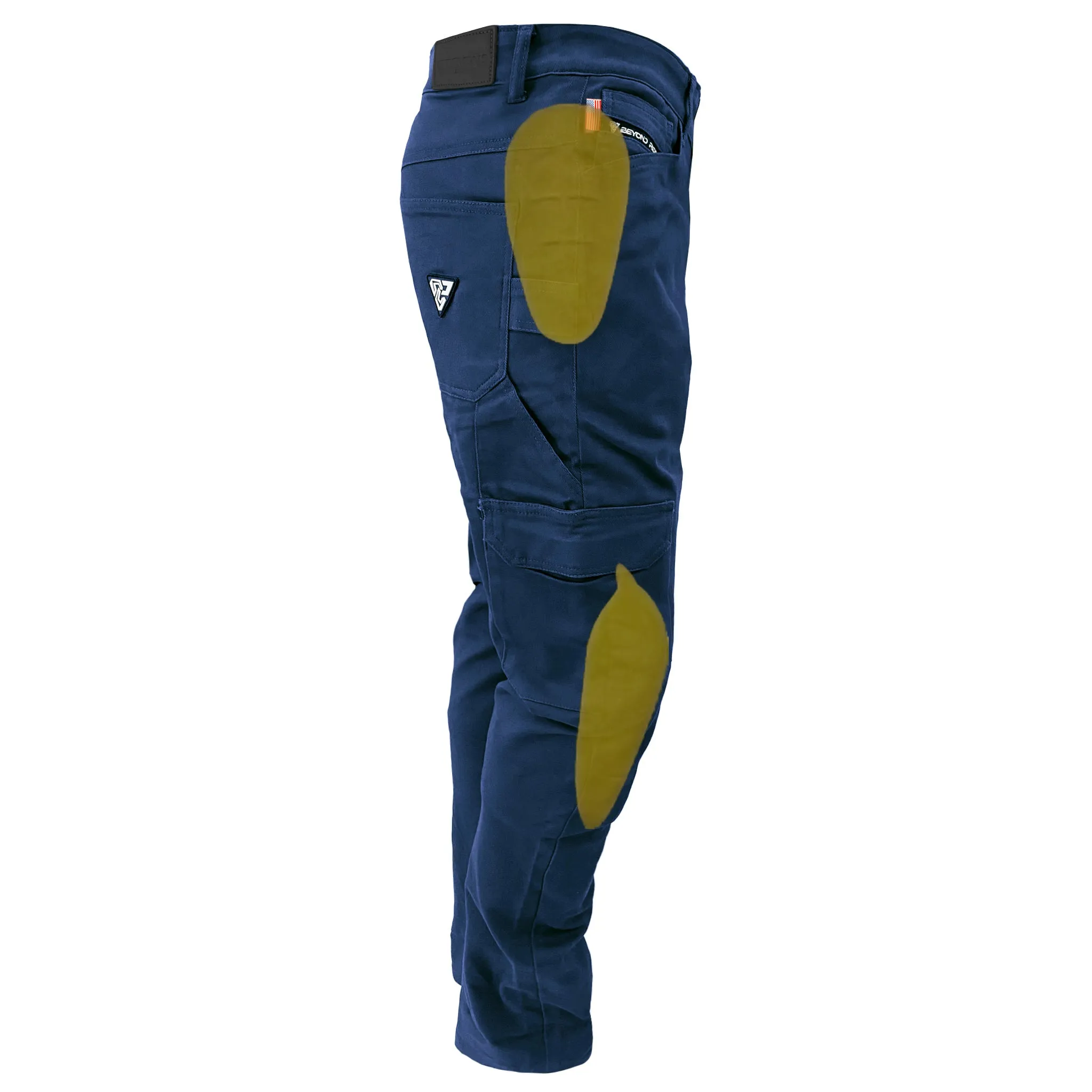 Relaxed Fit Cargo Pants - Navy Blue with Pads