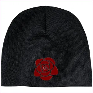 Rose Embroidered Knit Cap, Cap, Beanie