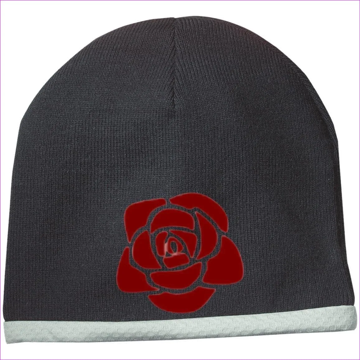 Rose Embroidered Knit Cap, Cap, Beanie