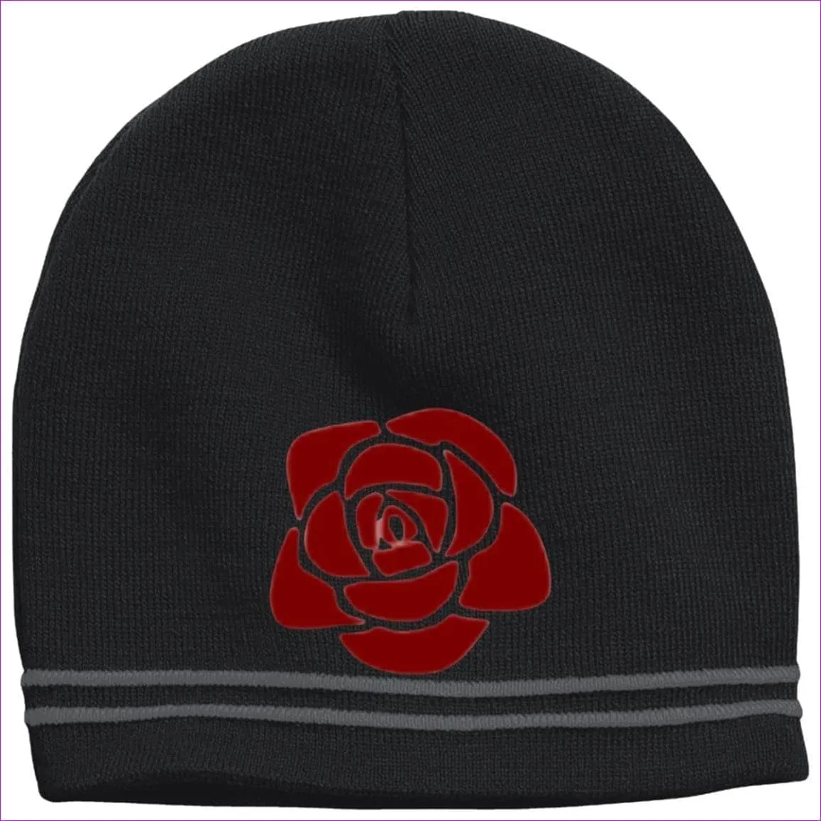 Rose Embroidered Knit Cap, Cap, Beanie