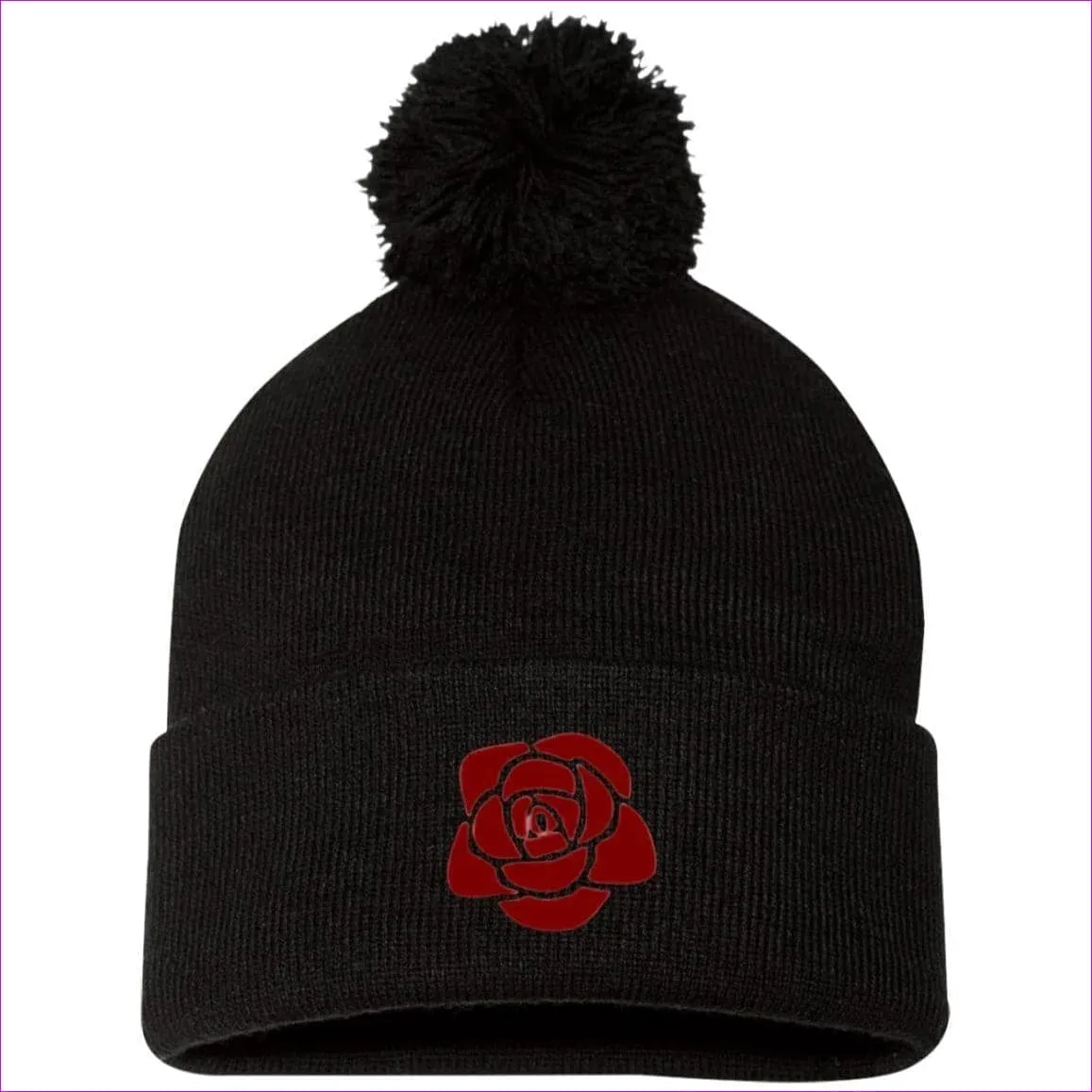 Rose Embroidered Knit Cap, Cap, Beanie